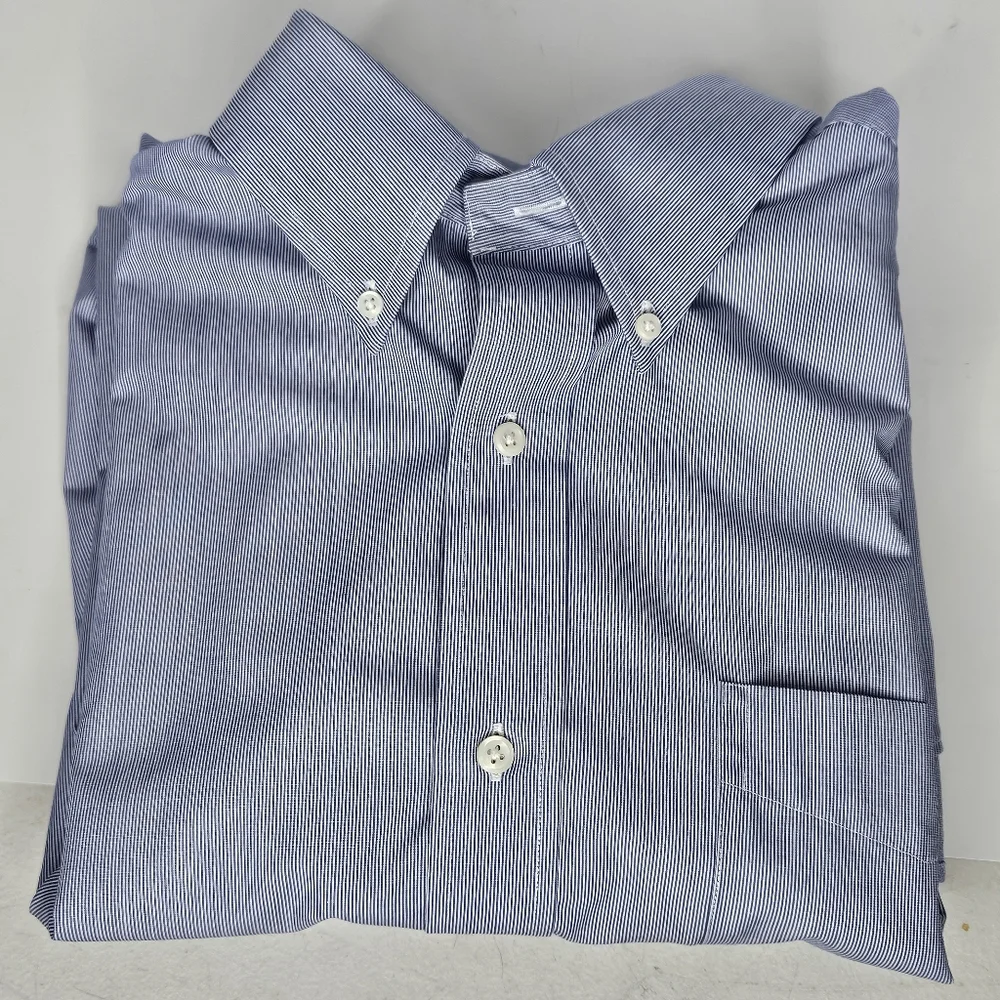 Lauren Ralph Lauren Men's Light Blue Striped Button Down Shirt Size 17 34/35 XL - Picture 9 of 9
